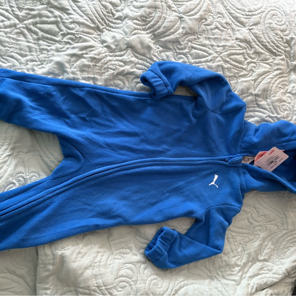 Puma Cozy Blue fleece Footed Onesie